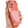 thumbnail image 2 of Compatible with iPhone 13 Mini Case 5.4 Inch, Cute Painted Art Heart Pattern Full Camera Lens Protective Slim Soft Shockproof Phone Case for Women Girls(Brown), 2 of 4