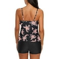thumbnail image 3 of gakvbuo Summer Swimsuit Women Bathing Suit for Women Plus Size Swimsuit for Women High Waisted Bikini Floral Printed Tankini Swimming Suit 2 Pieces Bow Tie Beach Swimsuit, 3 of 6