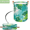 thumbnail image 5 of Tropical Palm Leaves Round Laundry Basket Collapsible Laundry Hamper with Leather Handles Durable Dirty Clothes Storage Bins for Living Room Bedroom Dorm Closet Organizers and Storage, 5 of 7