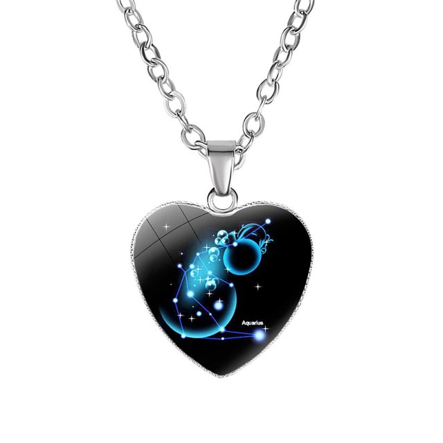 Collier Pendentif Constellation Constellation Constellation en Croissant de Mode 12 Constellations