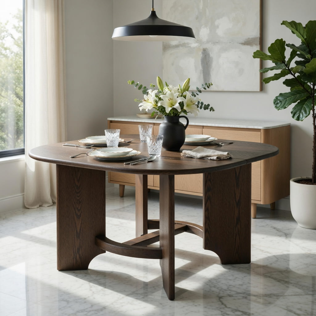 Hommoo 47 Inch Solid Wood Square Dining Table for 4, Rustic Farmhouse Kitchen Table, Durable Natural Grain Design, Walnut