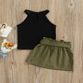 thumbnail image 2 of Baby Girls Sleeveless Halter Ribbed Tank Tops A-line Button Skirt Outfits, 2 of 6