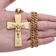 thumbnail image 2 of Heavy Big Jesus Cross 14K Yellow Gold Pendant for Men Christian Crucifix Chain Necklace Religious Gold Color Jewelry Collar, 2 of 6