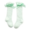 thumbnail image 1 of Chaussettes à Grand Nœud pour Enfants à la Maison, Chaussettes Hautes Jusqu'aux Genoux pour Filles, Princesse, Tout-Petits, Ajourées, Bébé, Style Ananas Espagnol, Style Chaussette2 Vert G(3-5T), 1 of 6