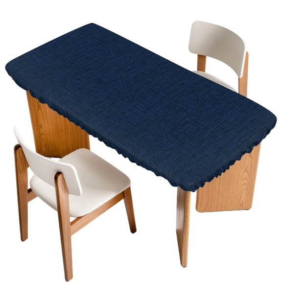 Dark Blue Fitted Rectangle Tablecloth 32" x 72" Modern Art Minimalist Solid Color Blue Elastic Table Cloth Fits for 6 Foot Folding Tables Waterproof Table Cover for Picnic Camping Outdoor