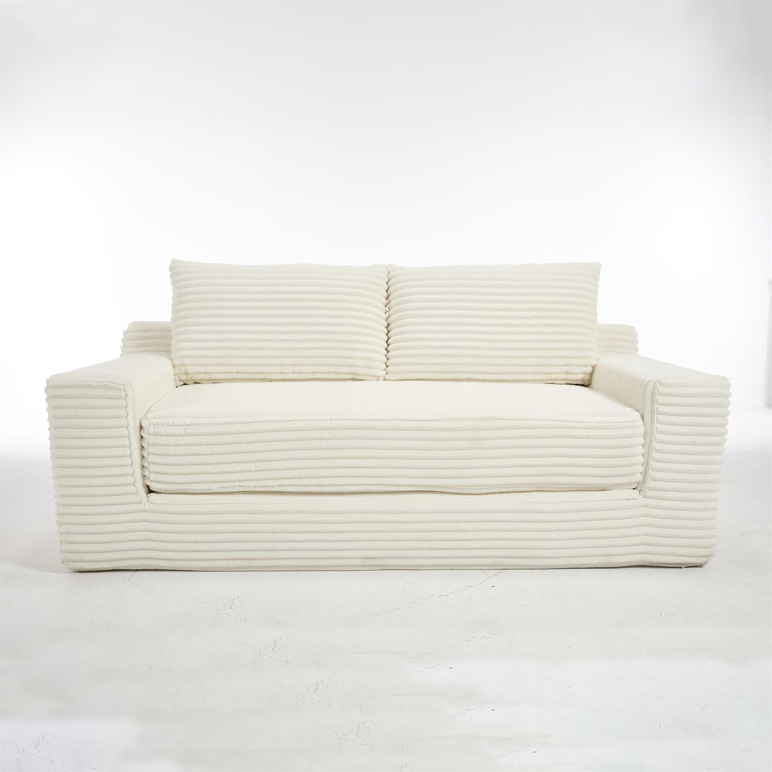 Demi Bonn 72" Cozy Loveseat Sofa Bed with Memory Foam & Sturdy Steel Frame, No Assembly Needed, Convertible 2-in-1 Couch for Small Spaces, Apartments, White