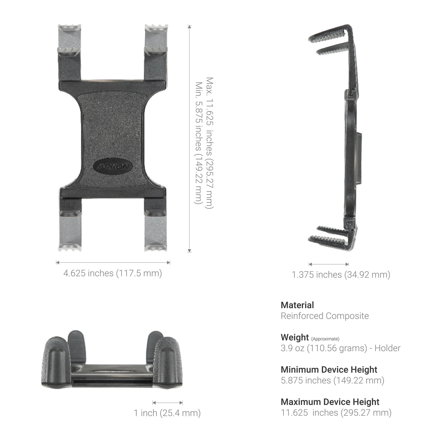 Arkon Mounts Slim-Grip&nbsp;Tablet Holder with Heavy-Duty Clamp Mount