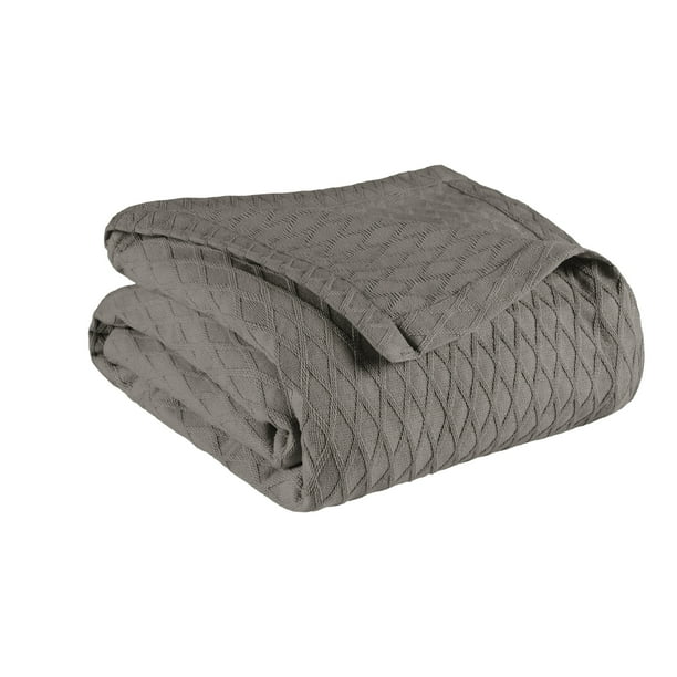 Superior Diamond AllSeason Cotton Blanket, King Size, Grey