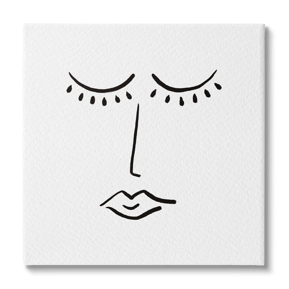 Stupell Industries Closed Eyes Lips Minimal Face Doodle Style Canvas Wall Art, 30 x 30, Design by Barry Kite