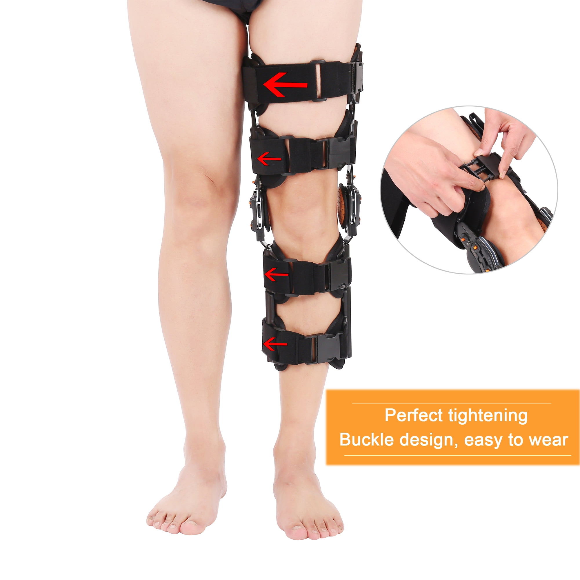 Hinged ROM Knee Brace,Unloader Knee Brace,Knee Immobilizer Brace,ACL, MCL and PCL Injury, Adjustable Orthopedic Support Stabilizer After Surgery