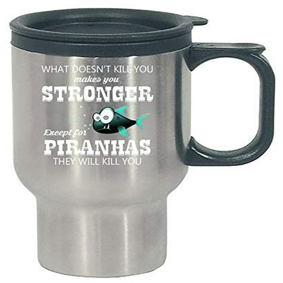 Funny Piranha Travel Mug - Stainless Steel, Carnivorous Humor, Perfect Gift
