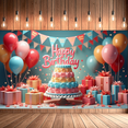 thumbnail image 5 of Yatrandify Pink Cake Happy Birthday Banner Colorful Balloons Happy Birthday Decorative Design for Birthday Party Kids Celebration Event Decoration, 5 of 7