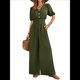 thumbnail image 2 of Mono de Mujer de Corta con Cuello en V, Elegante, Informal, con Pierna y Pantalones. Verde S, 2 of 10