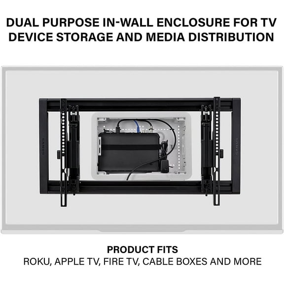 Legrand - OnQ Cable Management, In-Wall Media Box, Dual Purpose Structured Wiring Enclosure, TV Home Theater Recessed Storage Box, 9 Inch, white ENP0900-NA