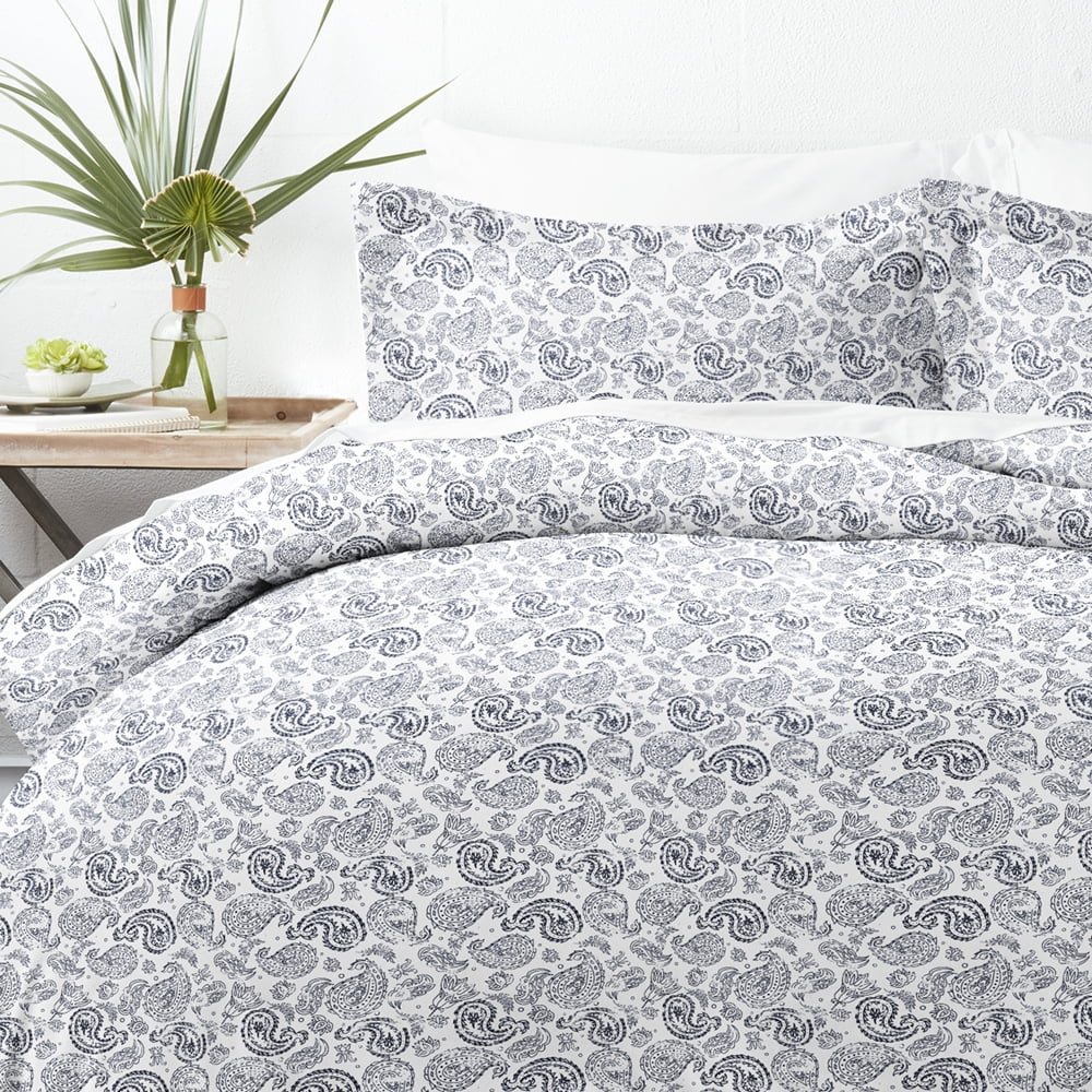 Becky Cameron Premium Ultra-Soft 3-Piece Printed Duvet Cover Set - Coarse Paisley- Navy - Twin/Twin XL