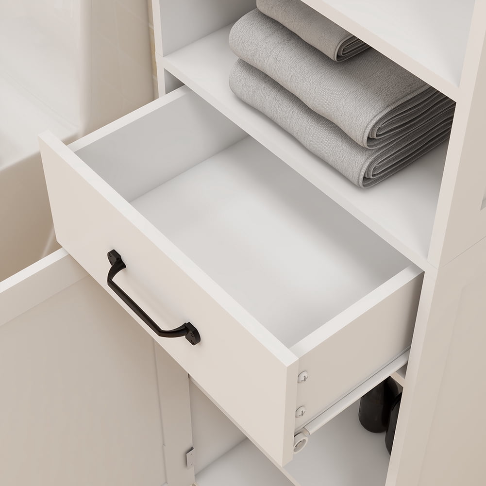 M optimized 65"H Storage Cabinet Narrow Slim Freestanding Cabinet with Doors Drawer Adjustable Shelves for Bathroom Kitchen Living Room