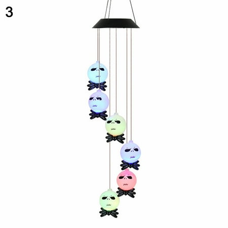 

HuacFive Horror Ghost Head Shape Wind Chime Light Halloween Style Practical Plastic Night Lamp for Home