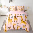 thumbnail image 2 of Homewish Pink Orange Giraffe Bedding Comforter Set 7-Piece for Child, Kawaii Butterfly Animal King Bedding Sets, Cartoon Theme Reversible Bed Sheets, Microfiber Bedroom Decor, 2 of 7