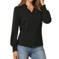 thumbnail image 4 of Allegra K V Neck Vintage Blouse for Women's Ruffle Collar Long Sleeve Casual Blouses S Black, 4 of 6
