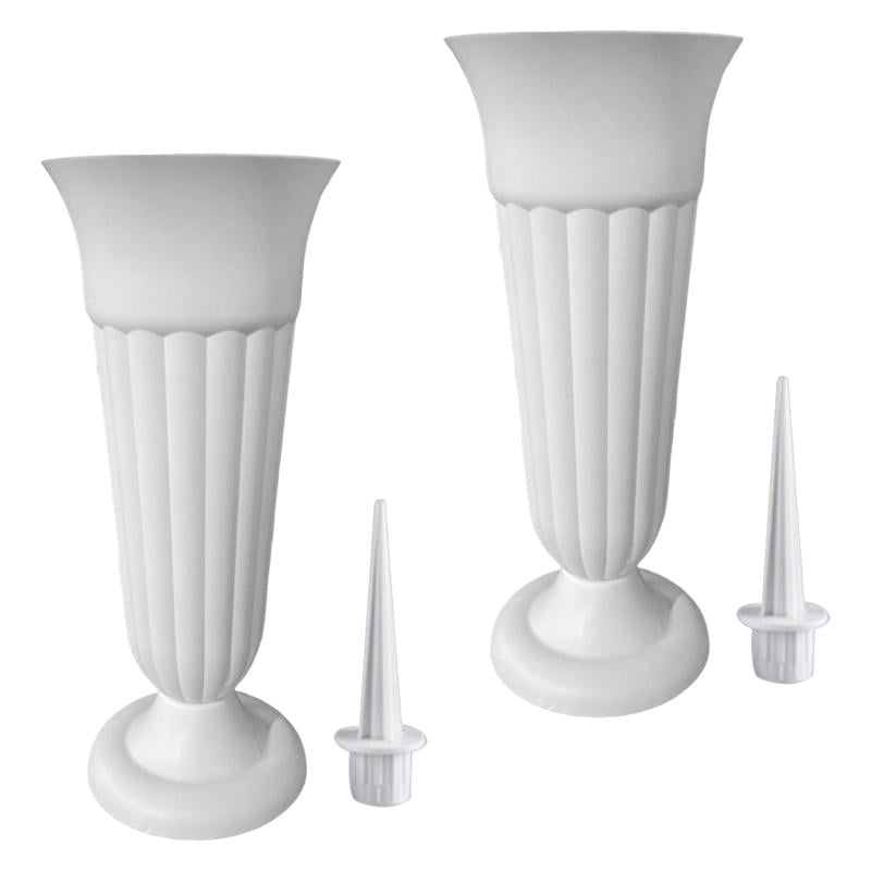 Grave Vase with Stake and Base Memorial Floral Vases for Flower Arrangement Headstones