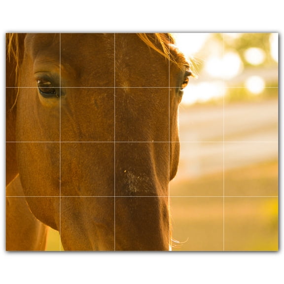 Picture-Tiles.com: Horse Ceramic Tile Wall Mural WAL500753-54M. 30"W x 24"H using (20) 6" x 6" Ceramic Tiles-Satin Finish