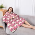 thumbnail image 5 of Oversized Wearable Blanket Hoodie,Pink Cartoon Unicorn Pattern Sherpa Blanket Hoodie with Super Pockets,Super Warm Fuzzy Pullover for Women & Men, 5 of 6