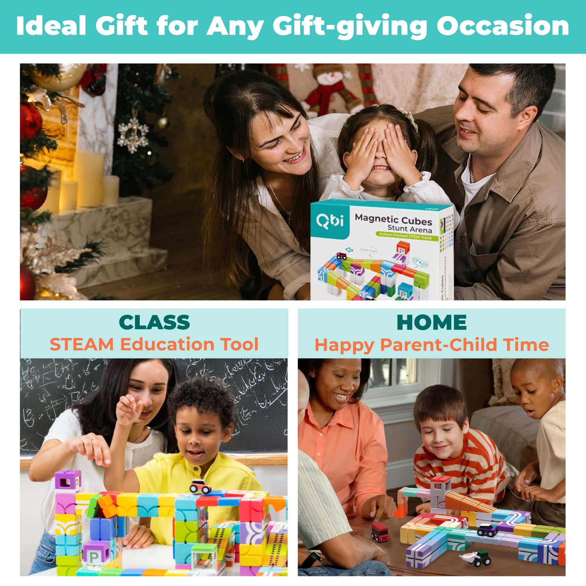 QBI Magnetic Blocks STEM Building Toys for Kids Ages 4-8 | 3D