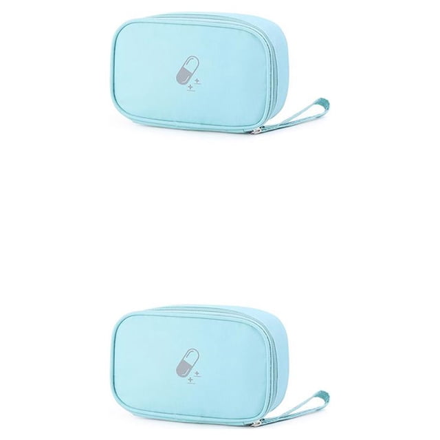 Justharion Medical Kit Household First Aid Box Portable Storage Bag Home Children Pill Pouch Accessory Survival Car Blue Small Size 2Set