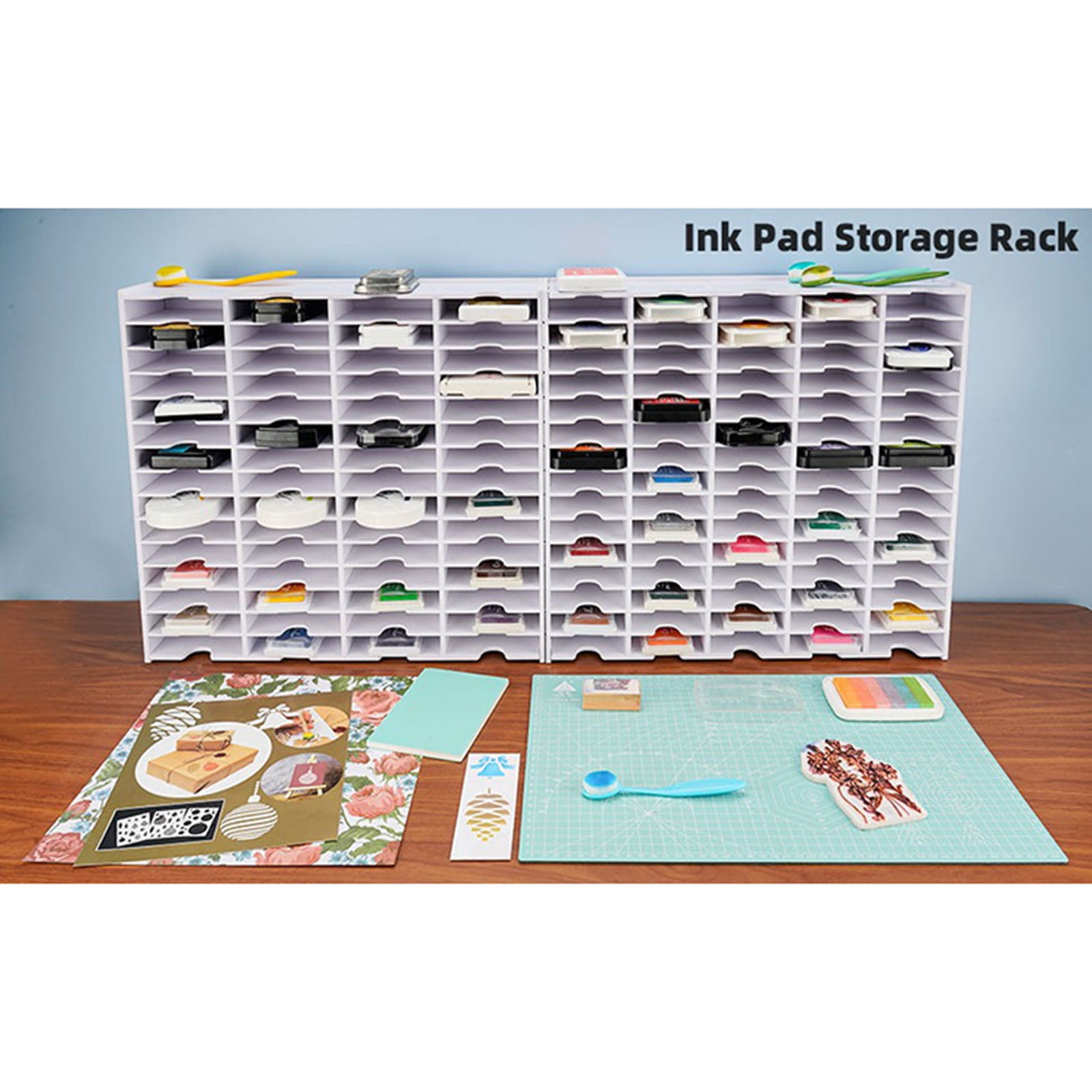 Multifunctional 18/36/51/60 Grids Inkpad Organizers for Craft Wall or Desk Storage with Stainless Steel Hook Designs