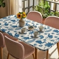 thumbnail image 3 of Tropical Plants Table Cloths for 3 Foot Rectangle Tables, Summer Farmhouse Vintage Blue Camels Patio Waterproof Elastic Fitted Tablecloths, Washable Rectangular Table Cover for Camping, 3 of 8
