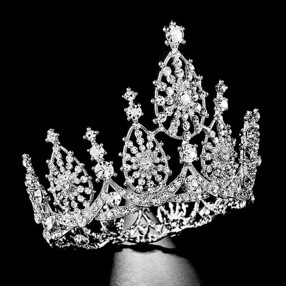 MLINS Style Alloy Crown Round Rhinestone Bridal Tiara Wedding Hair Accessories for Girls Women
