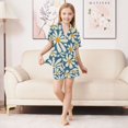 thumbnail image 6 of FORMRS Kids Short Sleeve Top and Pants Pajama Set Unisex Satin 2-Piece Sleepwear, Sizes 13-14Y, Whimsy Daisy Pattern, 6 of 8
