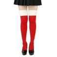thumbnail image 5 of Christmas Thigh High Socks for Women Fuzzy Trim Over The Knee Socks Warm Long Stockings Red A, 5 of 7