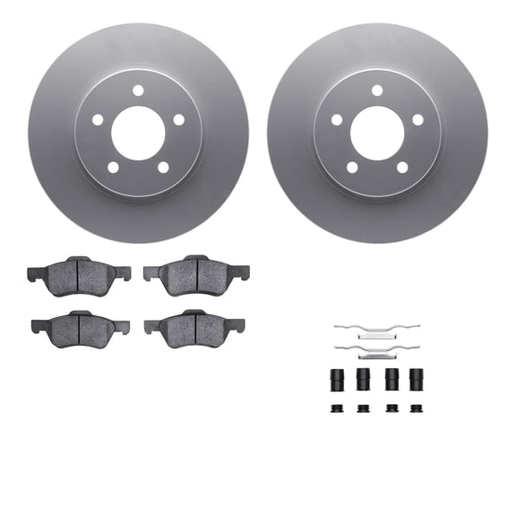 Dynamic Friction Company Front Geospec Brake Rotors with 5000 Advanced Brake Pads includes Hardware 4512-99178