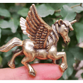 thumbnail image 3 of Mini Brass Winged Horse Flying Pegasus God Greek Mythology Statue Sculpture, Copper Finish Brass Lucky Flying Wings Gallop Horse Art Figure, 3 of 4