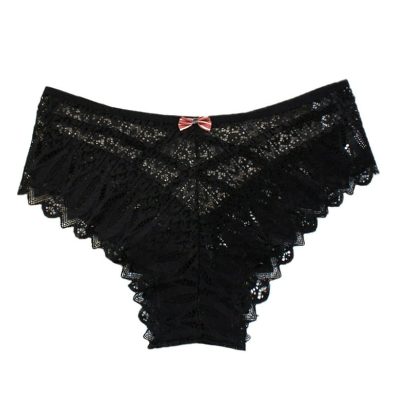 Plus Size 3 PACK Black Lace Full Briefs