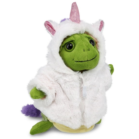 DolliBu Sea Turtle Unicorn Plush Stuffed Animal Hand Puppet Toy - Super Soft Turtlecorn Dress Up with Removable Plush Unicorn Outfit, Cute Fantasy Ocean Life Gift - 10 Inches