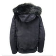 thumbnail image 2 of HoodLamb Women's Short Furry Hooded Hemp Vegan Jacket 420, Black, Small, 2 of 2