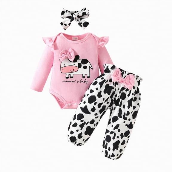 mgoYE Baby Girl Outfits 0-3 Months Newborn Infant Outfits Ruffle Romper Floral Pants Cute Headband Sets for Girls(Red,6-9 Months)