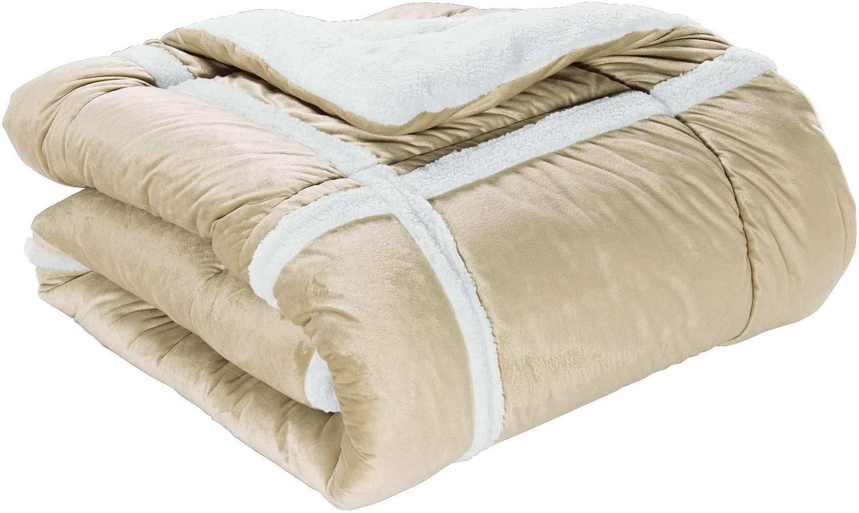 Elegant Comfort 3-Piece Olivia Stripe Sherpa Comforter Set, Comforter with Striped Pattern and Sherpa Backing, Textured & Comfortable Weight, Reversible Comforter Set, Queen, Cream Taupe