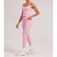thumbnail image 4 of PISONIC Women Two Pieces Workout Set Tank Top Color Block High Waist Leggings Gym Work Outfits with Pockets, 4 of 7