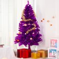 thumbnail image 4 of Fawyn 6' Ft Sparking Gorgeous Folding Artificial Tinsel Christmas Tree Purple Color 450 Tips, 4 of 7