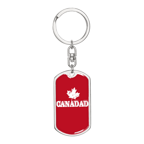 Canada Dad Swivel Keychain Dog Tag Stainless Steel or 18k Gold