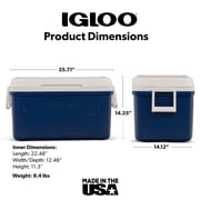 Igloo 48 QT Laguna Hard Sided Ice Chest Cooler, Navy