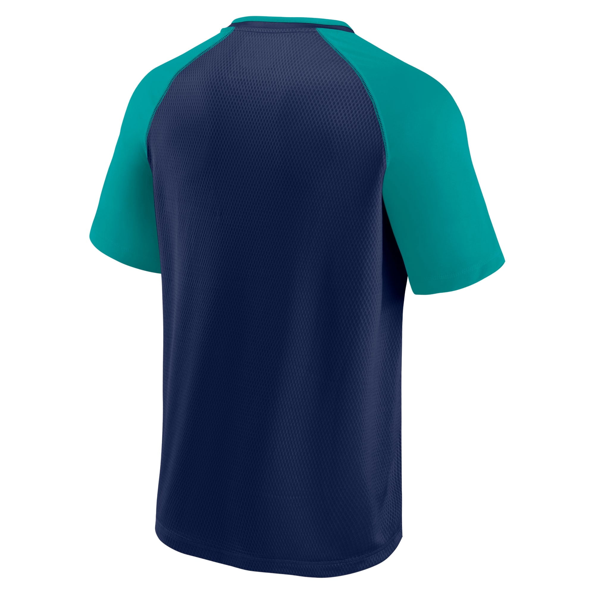 Men's Majestic Navy/Aqua Seattle Mariners City Rep Closer Raglan V-Neck  T-Shirt 