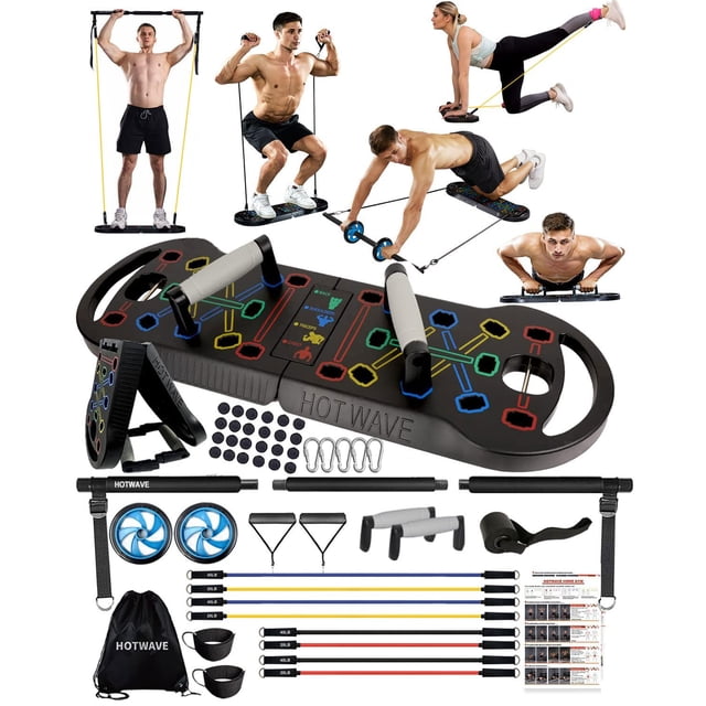 Equipo de ejercicio portátil HOTWAVE con 18 accesorios de gimnasio
