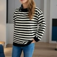 thumbnail image 4 of Juebong Stripe Sweater for Women Crewneck Sweaters Spring Fall Pullover Blouse Sweatshirts Long Sleeve Knit Sweater, 4 of 6