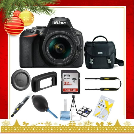 Image of Nikon D5600 DSLR Camera with 18:55mm Lens (Black) |Nikon Case | Sandisk 32GB Memory Card |Cleaning Kit : Holiday Gift Special