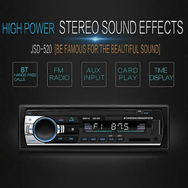 JSD-520 Bluetooth Car o Player Car Radio Stereo Autoradio 12V In-dash FM Aux Input Receiver SD Card Slot USB MP3 MMC WMA