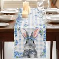 thumbnail image 3 of Table Runners 72 Inches Long Dress Scarves, Easter Rabbit Farmhouse Kitchen Table Runner, Coffee Tablerunners, Spring Cute Bunny Blue Flowers Buffalo Plaid 16x72 Inch, 3 of 9